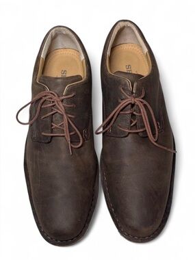 Sebago Salem Oxford Shoes Dark Brown Leather Lace Up Derby Dress Shoes Men 10.5E